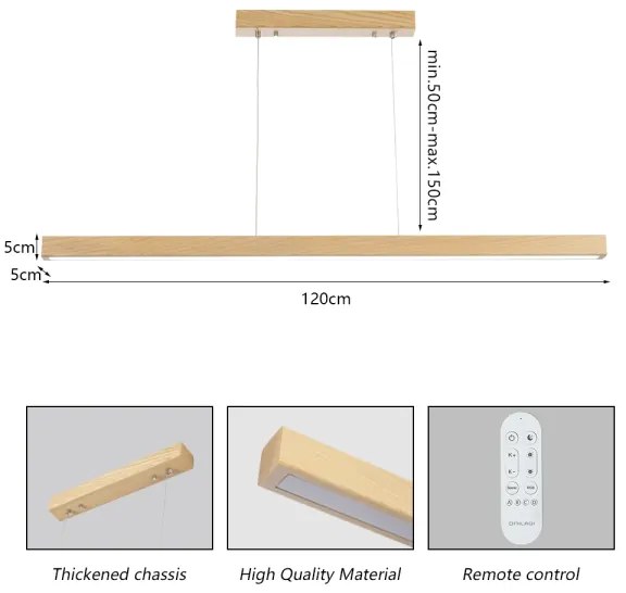 Brilagi - Lustru LED dimabil pe cablu OAK SMART LED/30W/230V Wi-Fi Tuya stejar+telecomandă