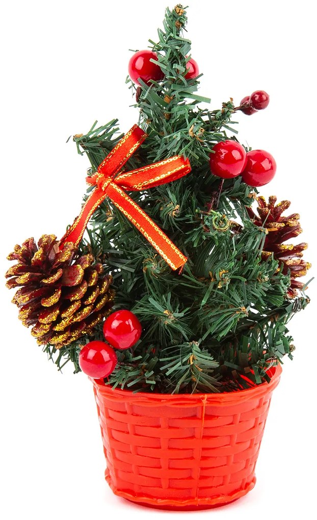 Pom de Crăciun cu fundă roșie, 25 cm