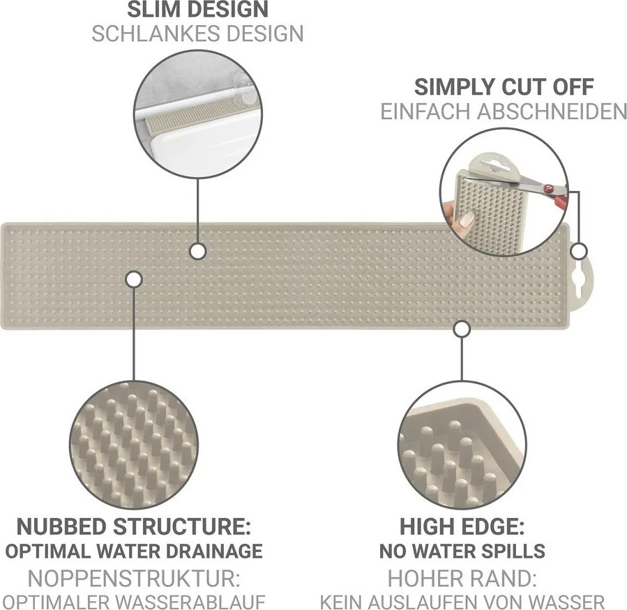 Scurgător de vase bej din plastic 42x8 cm Slim – Wenko
