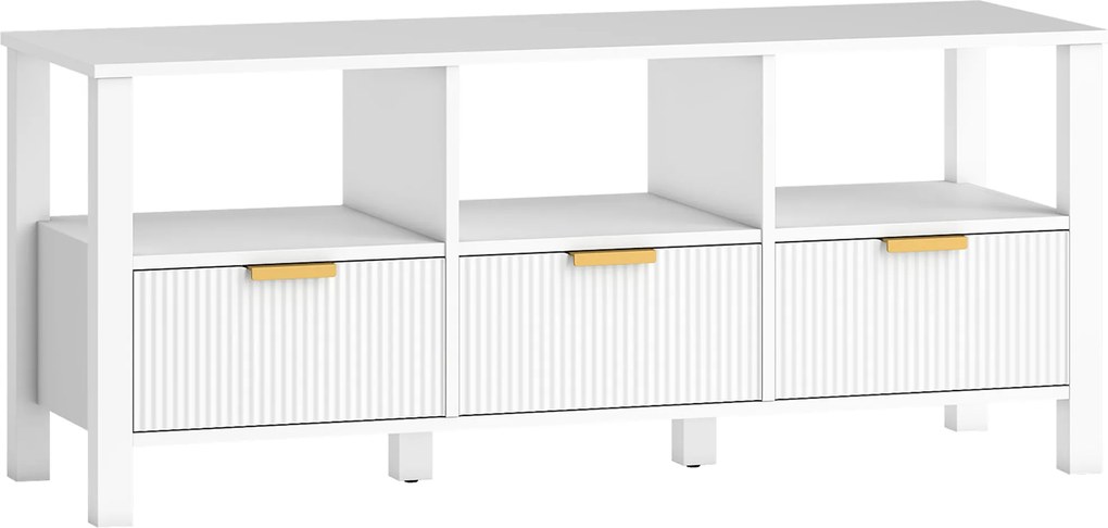 HOMCOM Comodă TV modernă cu 3 sertare şi 3 poliţe deschise pentru televizoare 109,2-139,7 cm 120x39,5x50 cm Alb | Aosom Romania