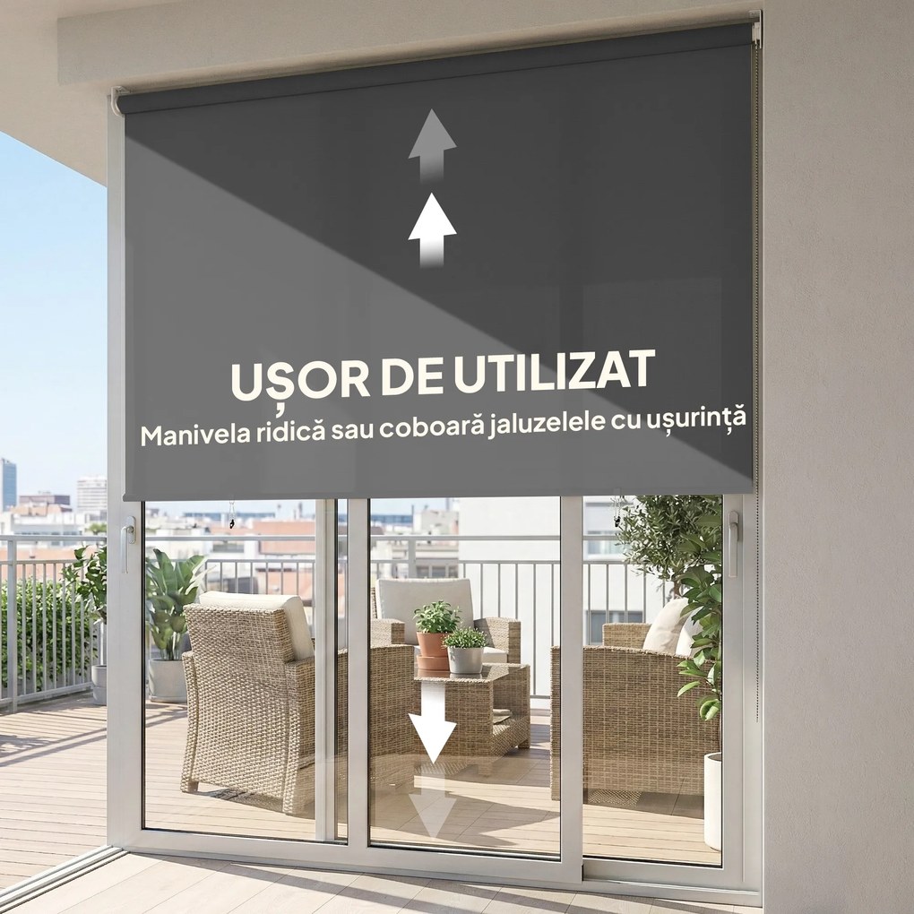 Outsunny Jaluzea Rulou Opacă pentru Exterior, 240x160 cm, Gri Închis | Aosom Romania