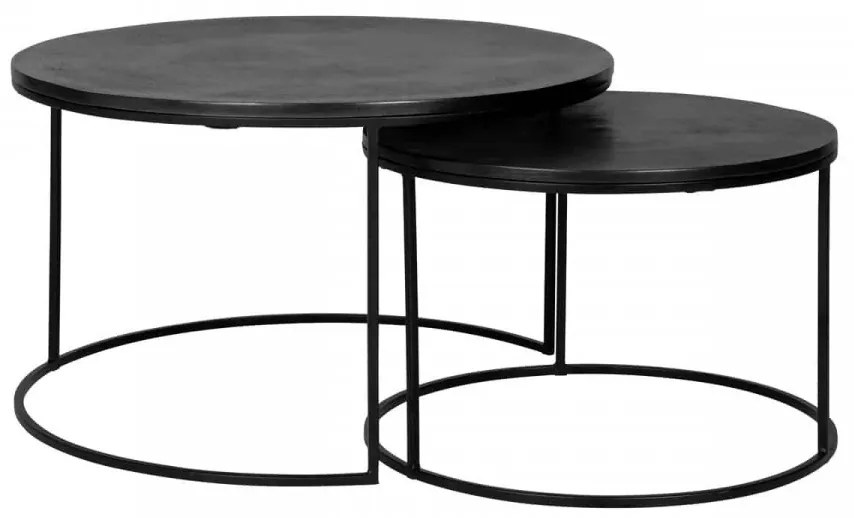 Set 2 masute de cafea rotunde din metal Bolder 60x60x60 cm negre