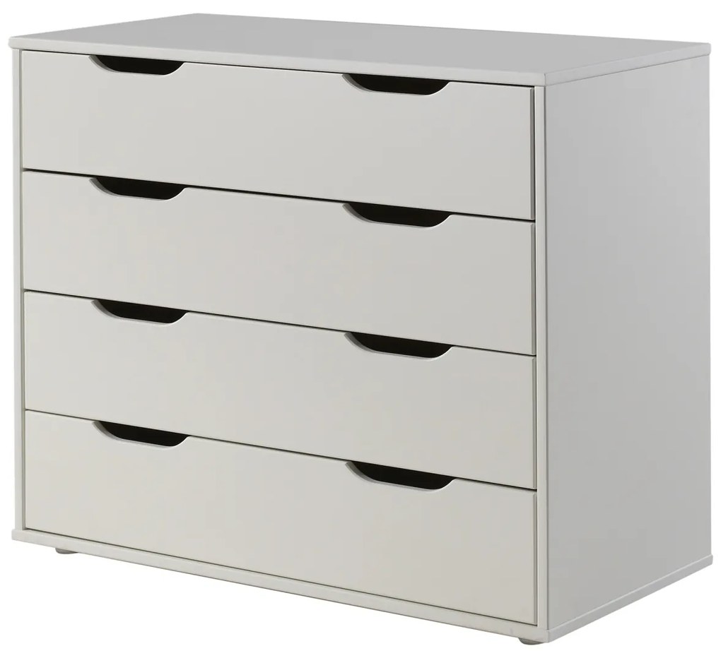 Comodă cu 4 sertare din colecția Pino, din MDF lăcuit alb – Vipack
