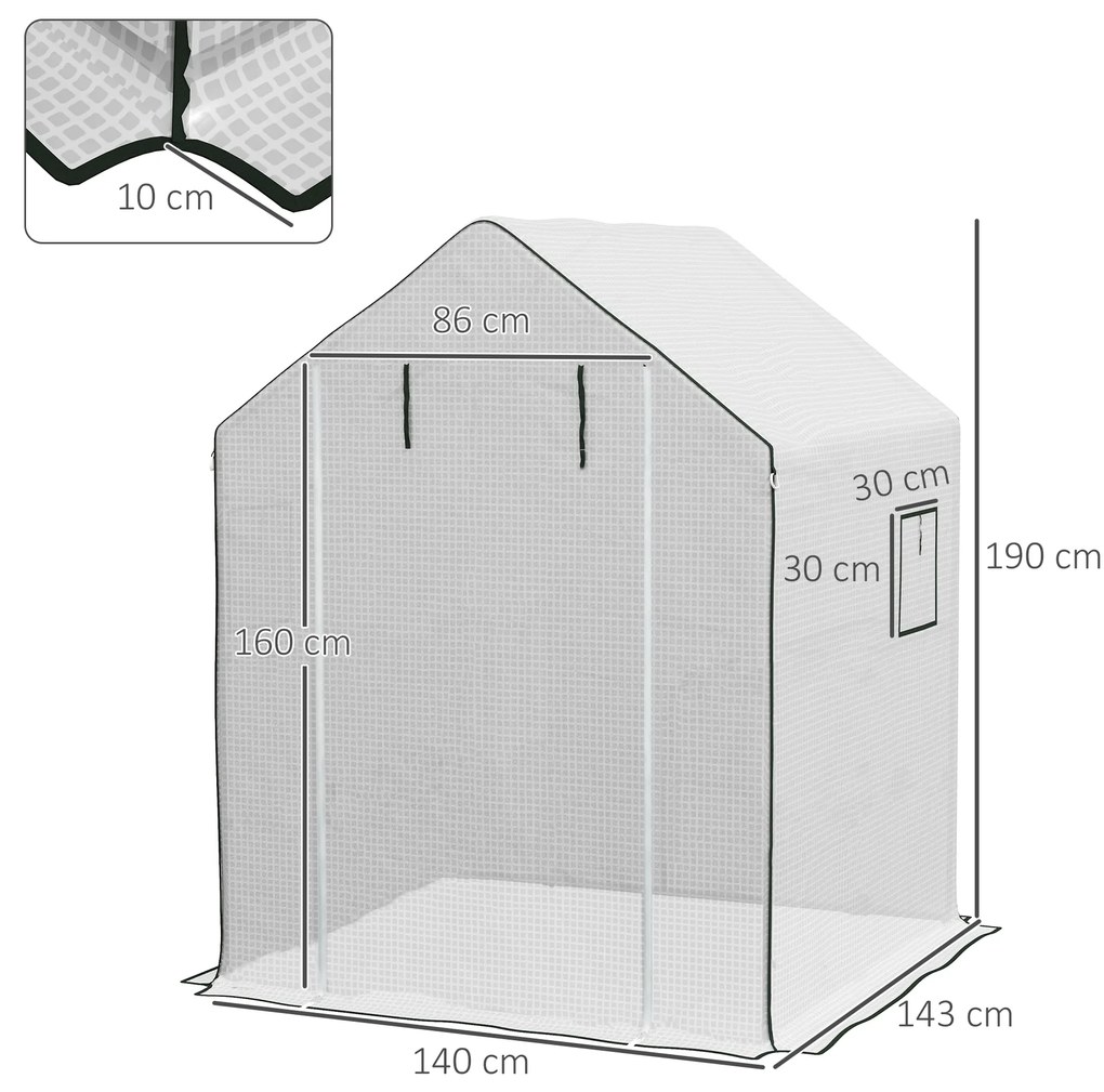 Outsunny Husă de înlocuire pentru seră de grădină 140 x 143 x 190 cm cu fereastră și ușă cu fermoar anti-UV | Aosom Romania
