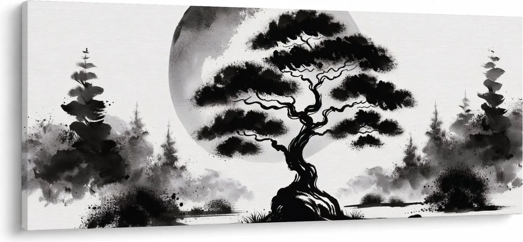 Tablou – Bonsai alb-negru (120x50 cm)