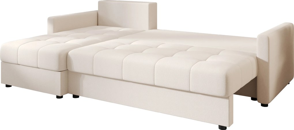 Coltar extensibil de colt VENORIA, crem, reversibil, 220x143 cm + 2 perne GRATUIT