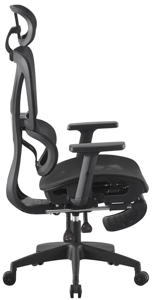 RIGACHAIR PRO Scaun ergonomic, sezut translatie, cotiere 2D, tetiera 2D, recliner 155°, suport picioare, Full Mesh, Negru