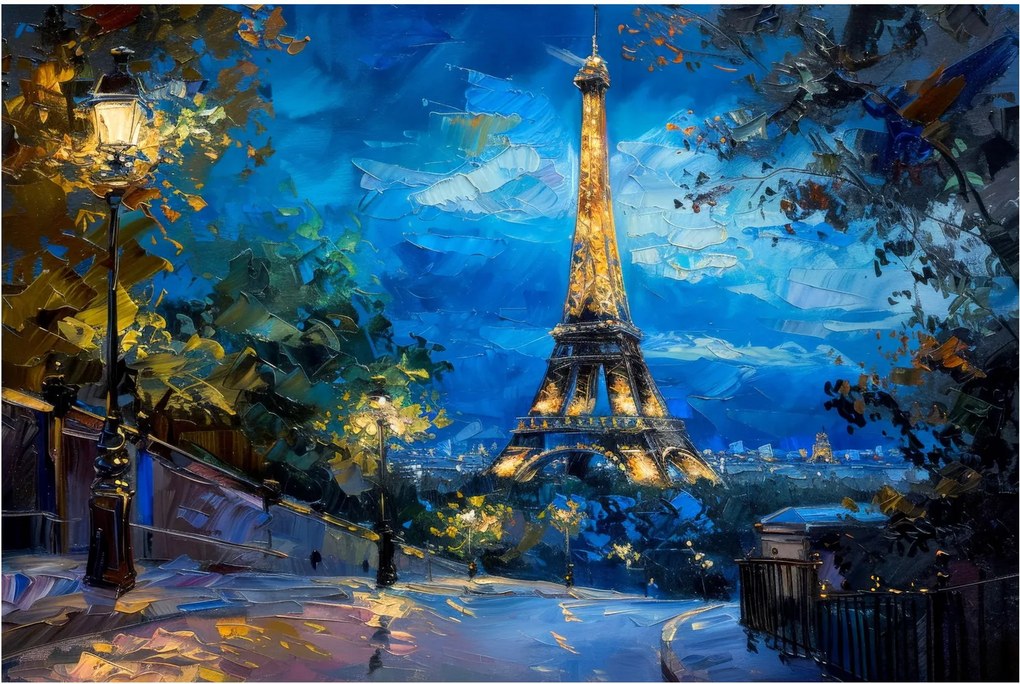 Tablou - Pictură în ulei a Turnului Eiffel (90x60 cm)