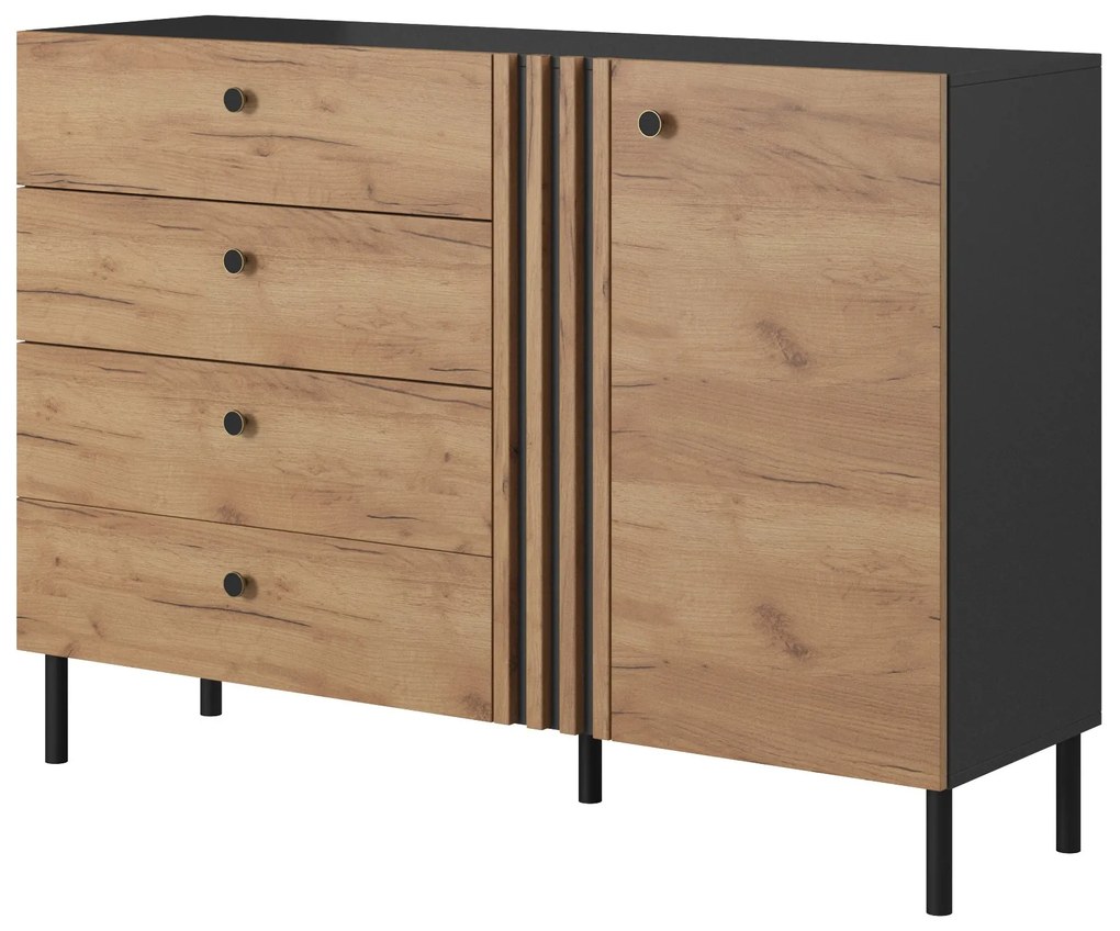 Comodă Dalde D4S (Stejar craft auriu + antracit). 1071345