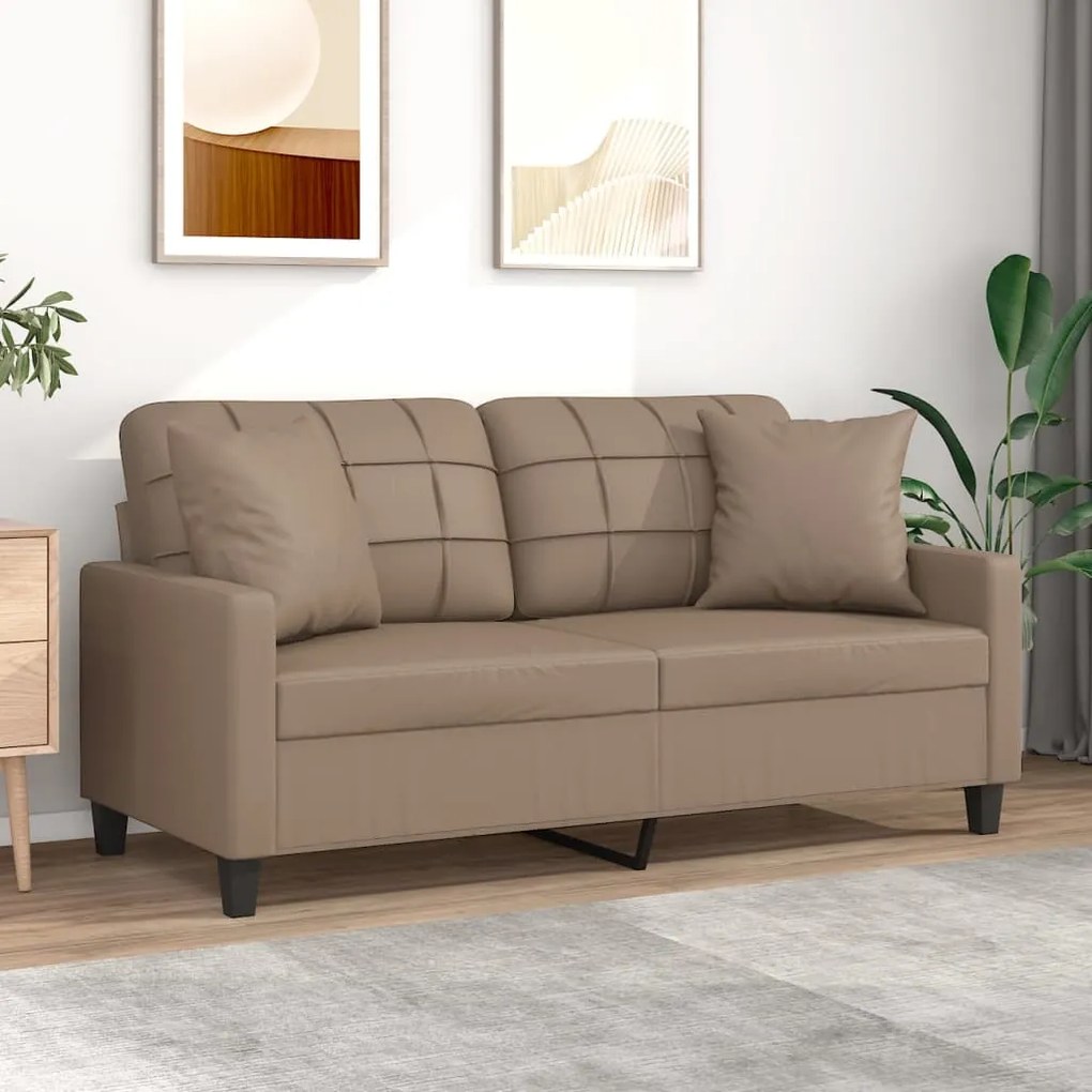 3152960 vidaXL Canapea cu 2 locuri, perne&pernuțe cappuccino 140 cm piele eco