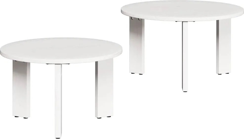 vidaXL Masă de cafea 2 pcs Alb Lemn masiv de pin
