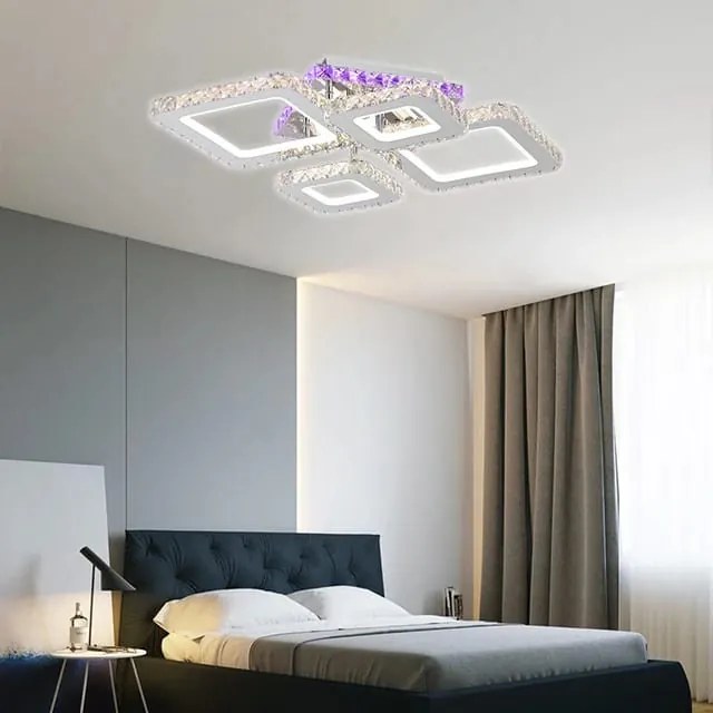 Lustra LED Cu Telecomanda, Elit's Cristal, Cromat , 140W, RGB,