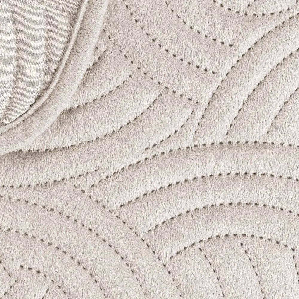 Set cuvertură și față de pernă crem din catifea 240x260 cm Solange – douceur d'intérieur