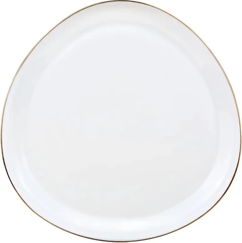 Set de masă Kinghoff KH 2036, 18 piese, pentru 6 persoane, sticlă opală, margine aurie, alb