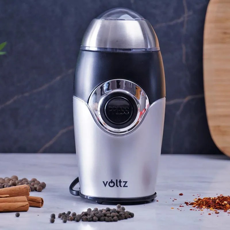 Rasnita electrica pentru cafea Voltz V51172B, 200W, 50 gr, Argintiu/Negru