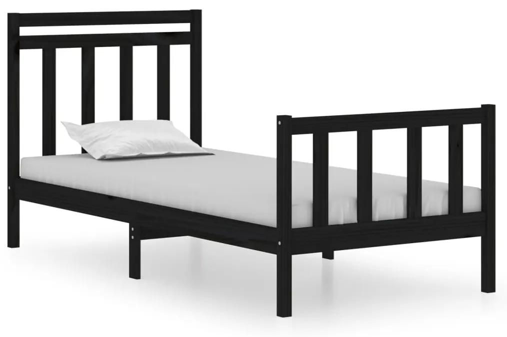 3105349 vidaXL Cadru de pat single, negru, 90x190 cm, lemn masiv