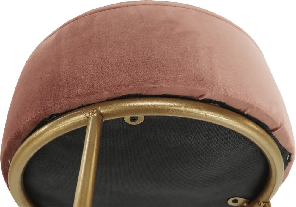 Taburet, catifea Velvet roz/vopsea aurie, AYSU