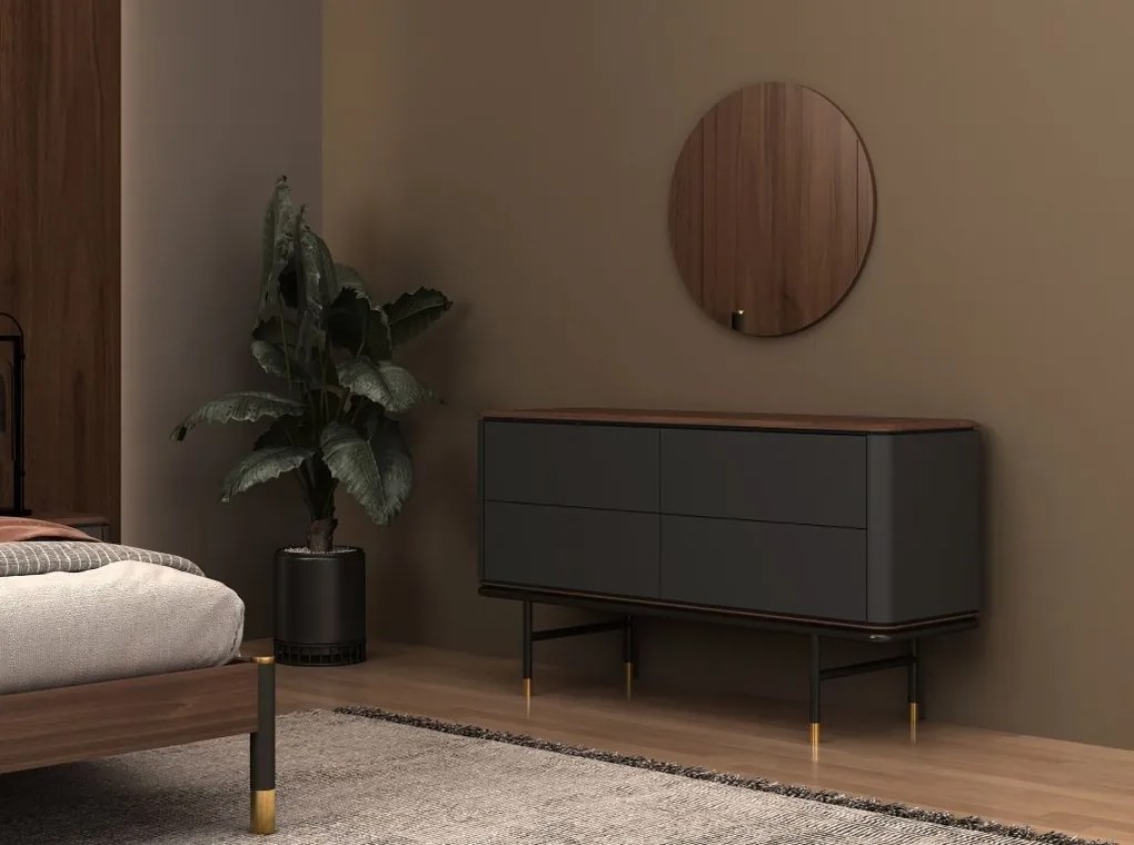 Comoda deosebita design LUX Dark Grey-Walnut 140x45cm