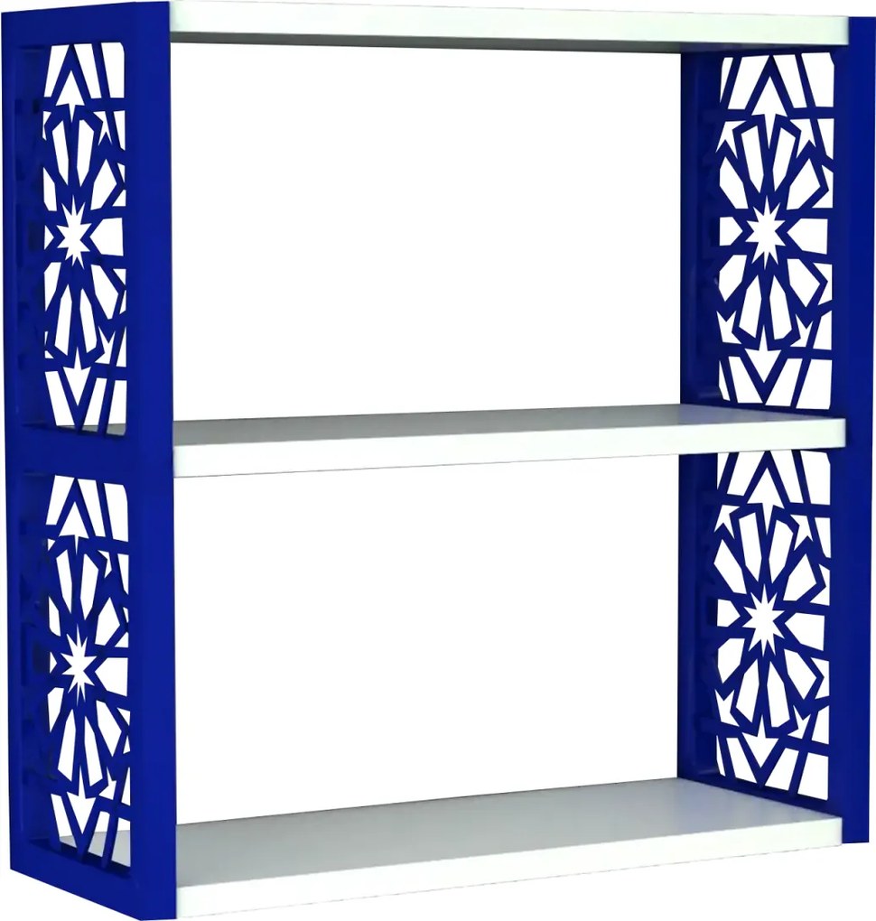 Raft de perete din PAL/PPE, Lulu Homs, alb-albastru, 50 x 45 x 20 cm