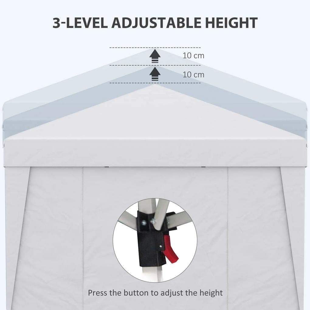 Outsunny Cort Pliabil 3x3m cu Înălțime Reglabilă, Design Pop Up, Ferestre, Alb, Perfect pentru Evenimente în Aer Liber | Aosom Romania