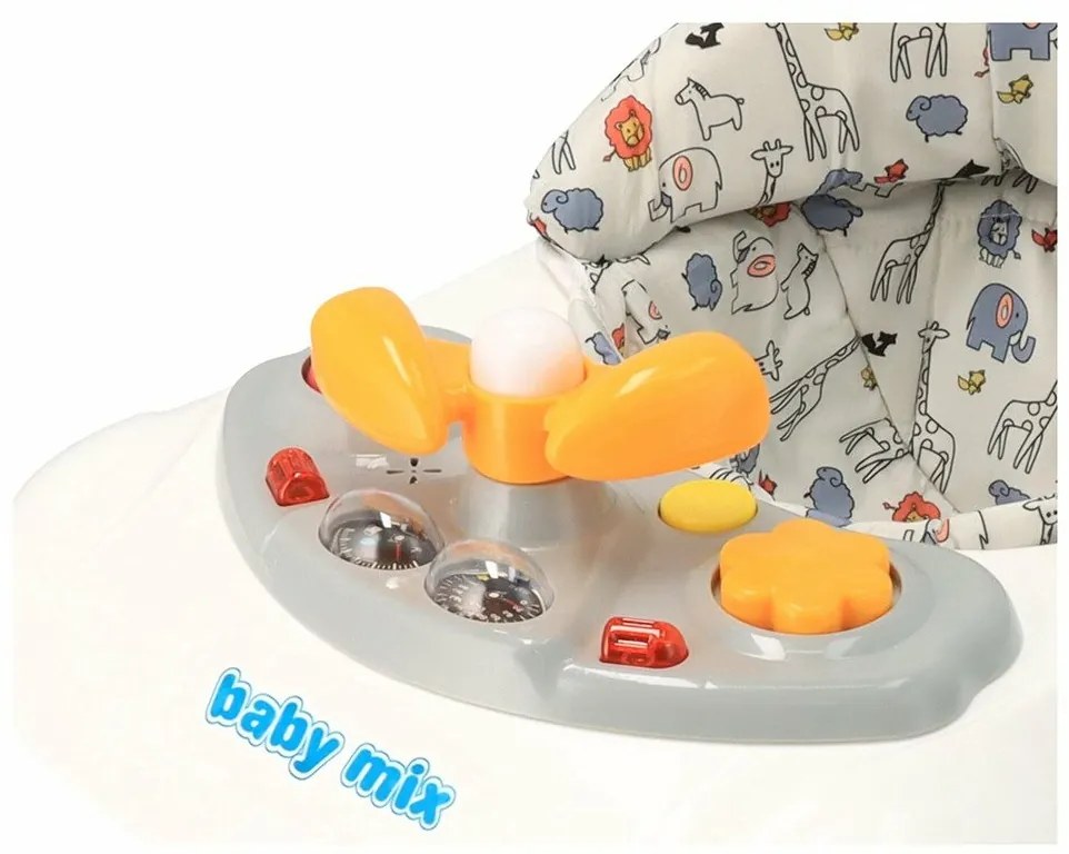 Baby Mix Walker pentru copii cu volan și roți dinsilicon, gri, 50 x 44 x 50 cm
