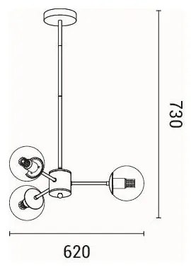 Lustră pe tijă 3xE27/40W/230V alamă