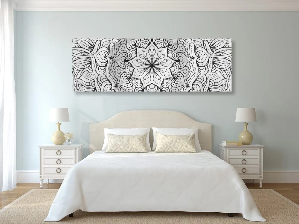 Tablou Mandala etnică abstractă în design alb-negru