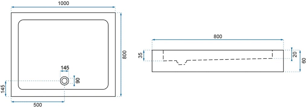 Cabina de dus Rea City cu cadita neagra 80x100 cm auriu periat