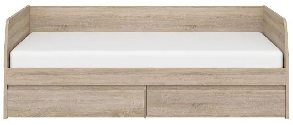 Pat de o persoană 90 cm Nordanas 28 (stejar sonoma) (cu somieră) (cu sp. depozitare). 1097190