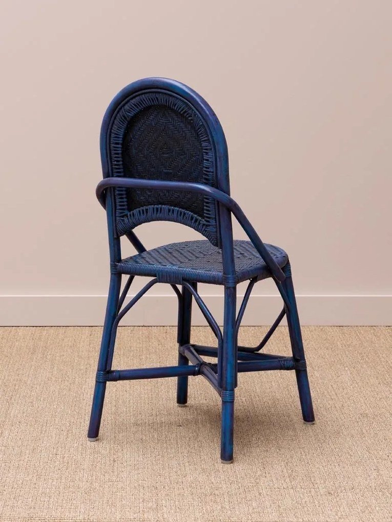 Scaun de dining albastru din rattan, "Pigmento"