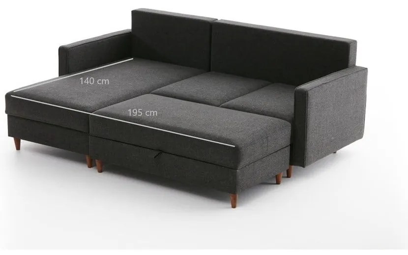 Colțar gri antracit (colț pe partea stângă ) Eva – Balcab Home