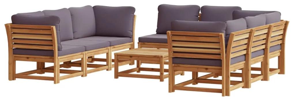 3214317 vidaXL Set mobilier grădină cu perne, 9 piese, lemn masiv acacia