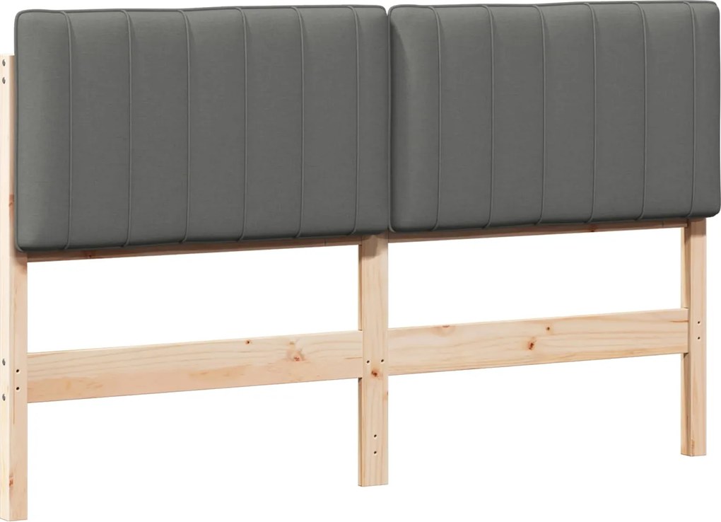 vidaXL Tăblie tapițată Maro și gri deschis 160 cm Lemn de pin masiv