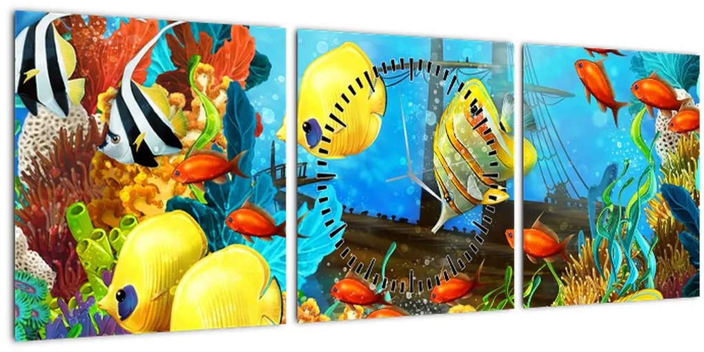 Tablou - Recif de corali colorat (cu ceas) (90x30 cm)