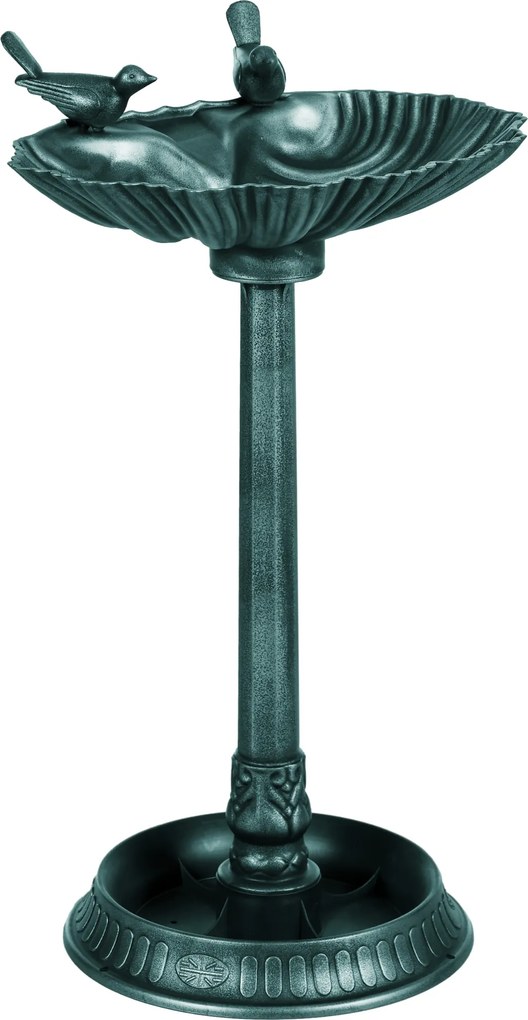 Outsunny Baie pentru păsări adăpătoare stil antic 81 cm cu bază jardinieră, hrănitoare și bazin pentru păsări pe picior, bronz verde | Aosom Romania