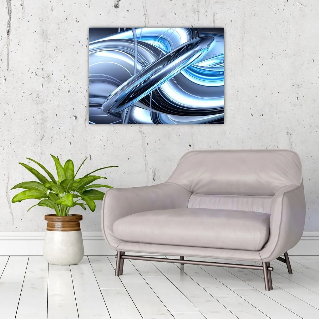 Tablou pe sticlă cu abstracție albastră (70x50 cm)