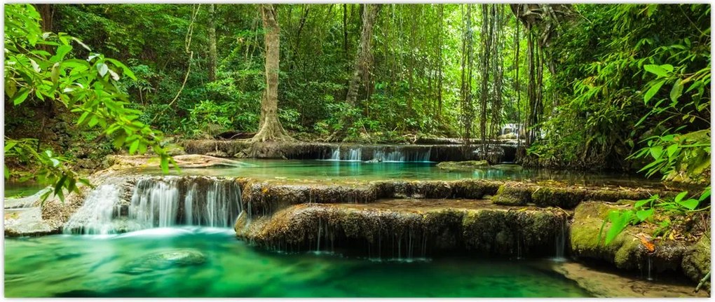 Tablou - Cascada Erawan din Kanchanaburi, Thailanda (120x50 cm)