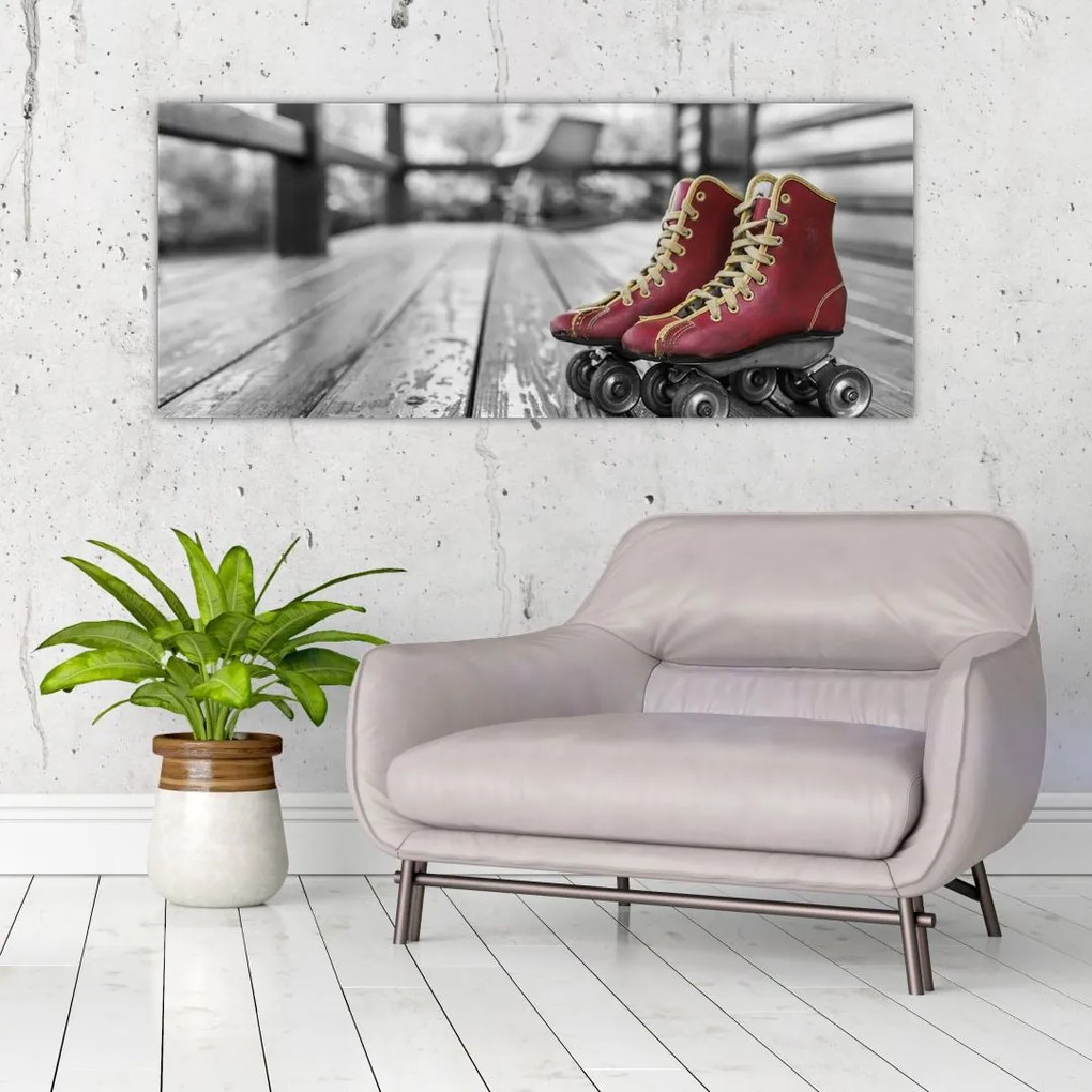 Tablou cu pantofi cu role vechi roșii (120x50 cm)