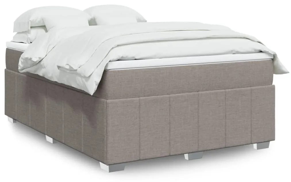 3285474 vidaXL Pat box spring cu saltea, gri taupe, 140x200 cm, textil