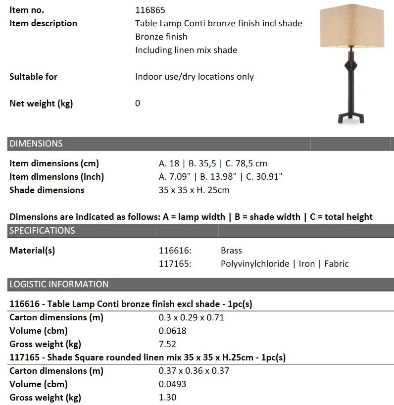 Veioza, Lampa de masa design LUX Conti