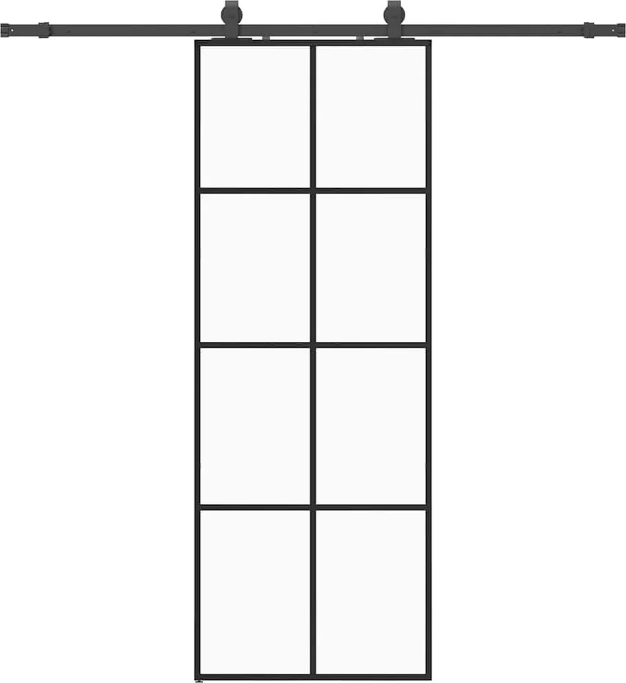 vidaXL Ușă glisantă cu set de feronerie neagră 76x205 cm Sticlă ESG