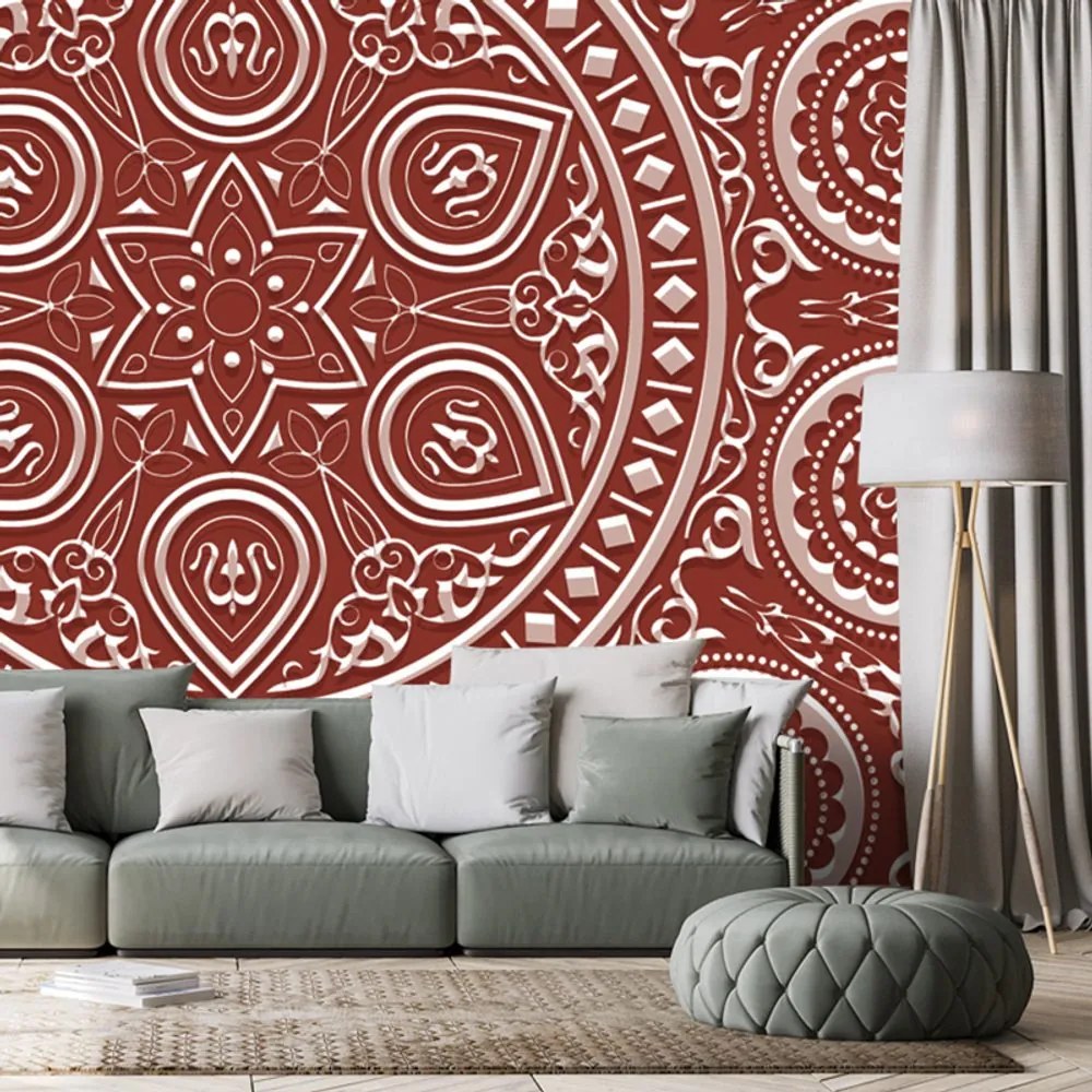 Tapet Mandala etnică delicată în design vișiniu