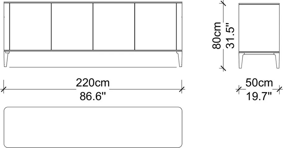 Comodă lemn masiv Sophia 200/220/240 cm - 240 cm