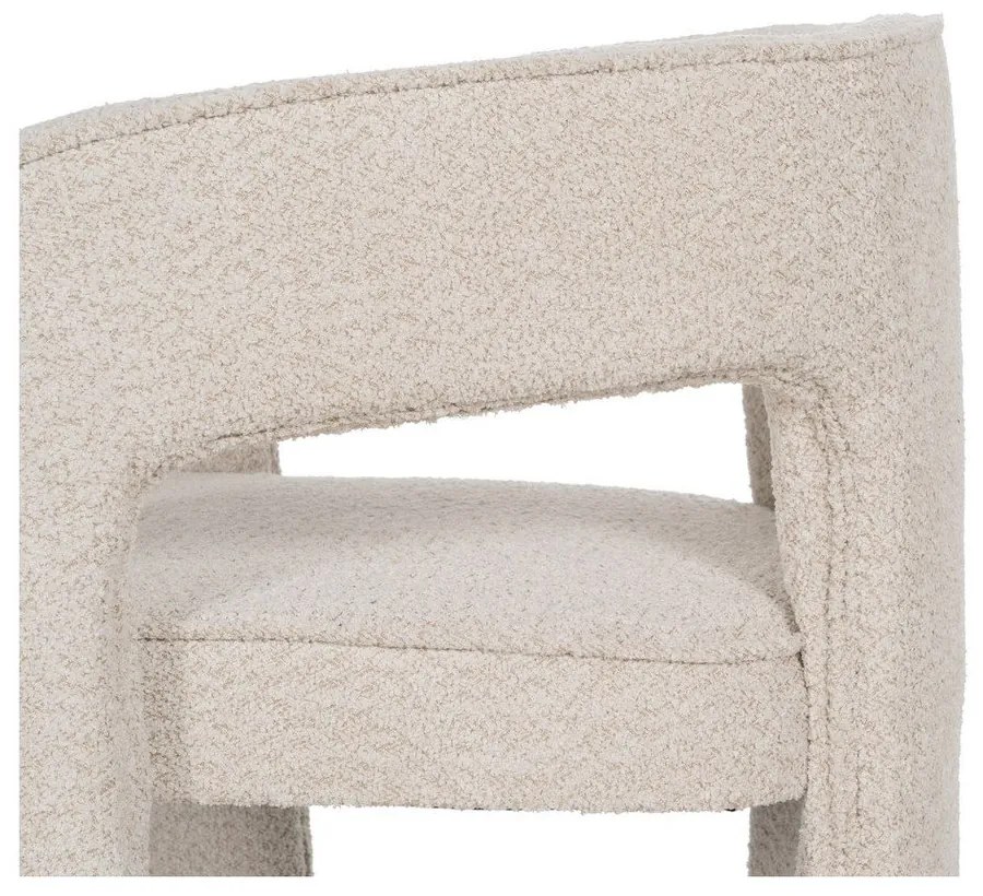 Fotoliu bej cu tapițerie din țesătură bouclé – Ixia