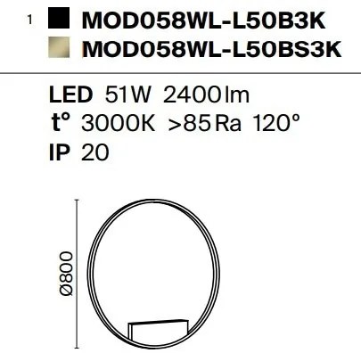 Aplica LED de perete design modern Rim alama 80cm, 3000K