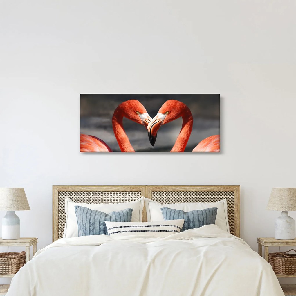 Tablou cu doi flamengo îndrăgostiți (120x50 cm)