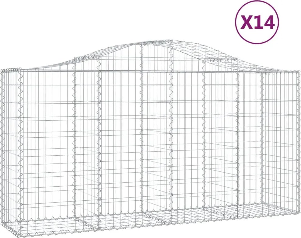 vidaXL Coșuri gabion arcuite 14 buc, 200x50x100/120cm, fier galvanizat