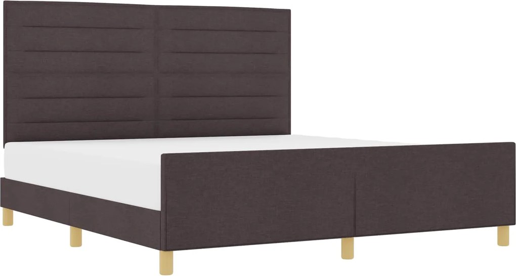 vidaXL Cadru de pat cu headboard Maro închis 180 x 200 cm țesătură
