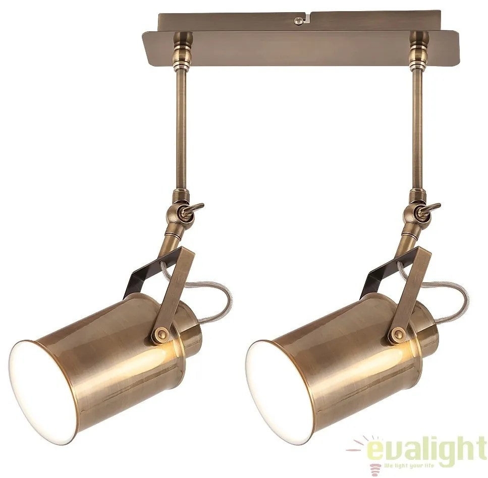 Plafoniera, Lustra cu 2 spoturi design Industrial Style, finisaj bronz antic, Peter 5982 RX