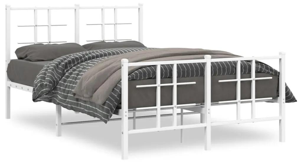 355625 vidaXL Cadru de pat metalic cu tăblie, alb, 120x190 cm